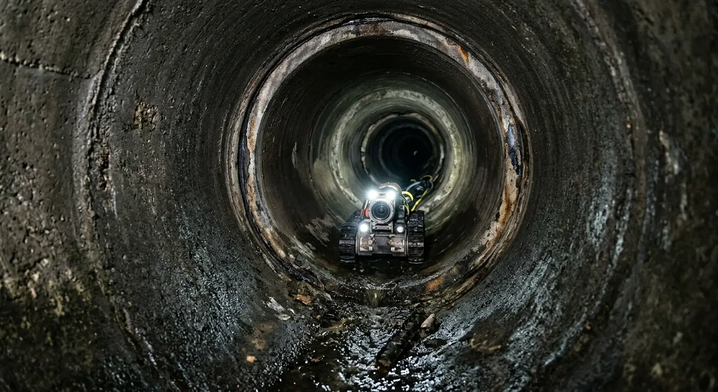 Robotic sewer camera inspecting pipe interior for Sewer Line Cleaning in Waycross